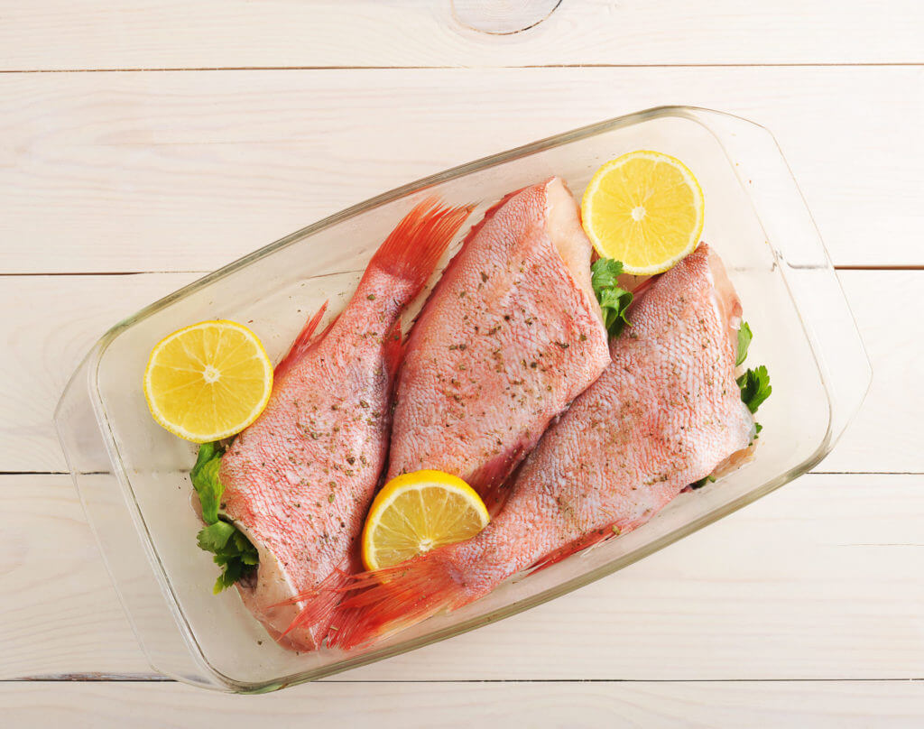 Rotbarsch mit Käse Safran Schaum